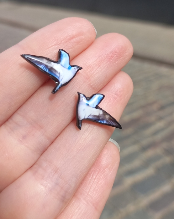 Earrings &quot;Little birds&quot; seagull